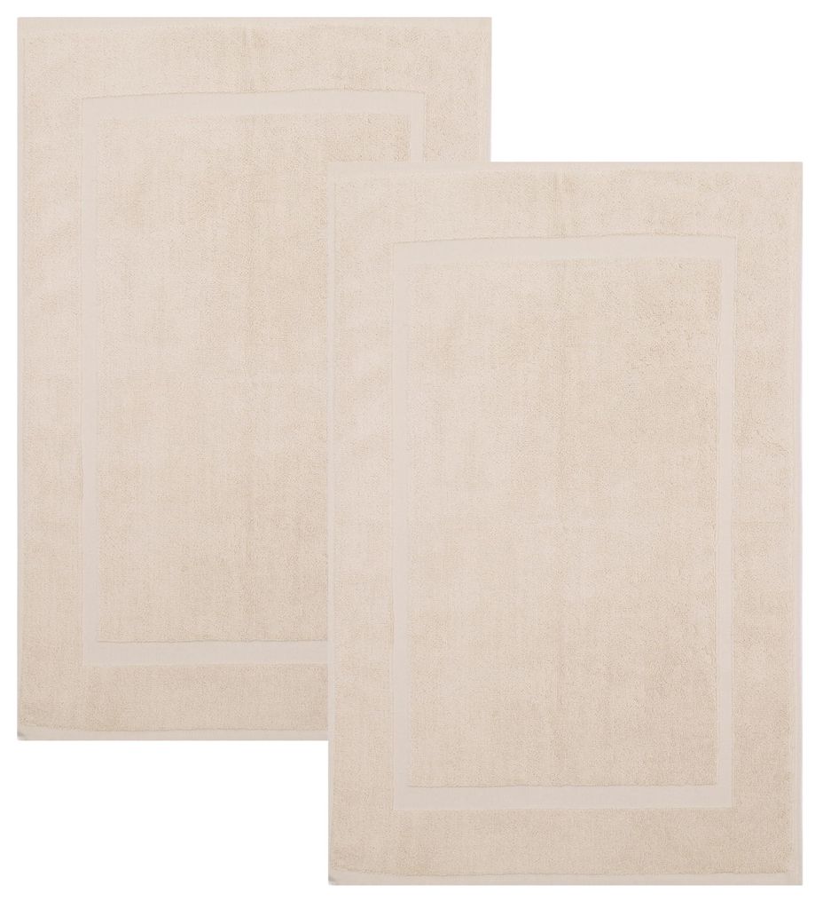 Premium-Badematte 50 x 70 cm, 2er-Set – Badematten aus 100 % Baumwolle, ca. 650 g/m², Standard 100, saugfähig und weich, Farbe Sand