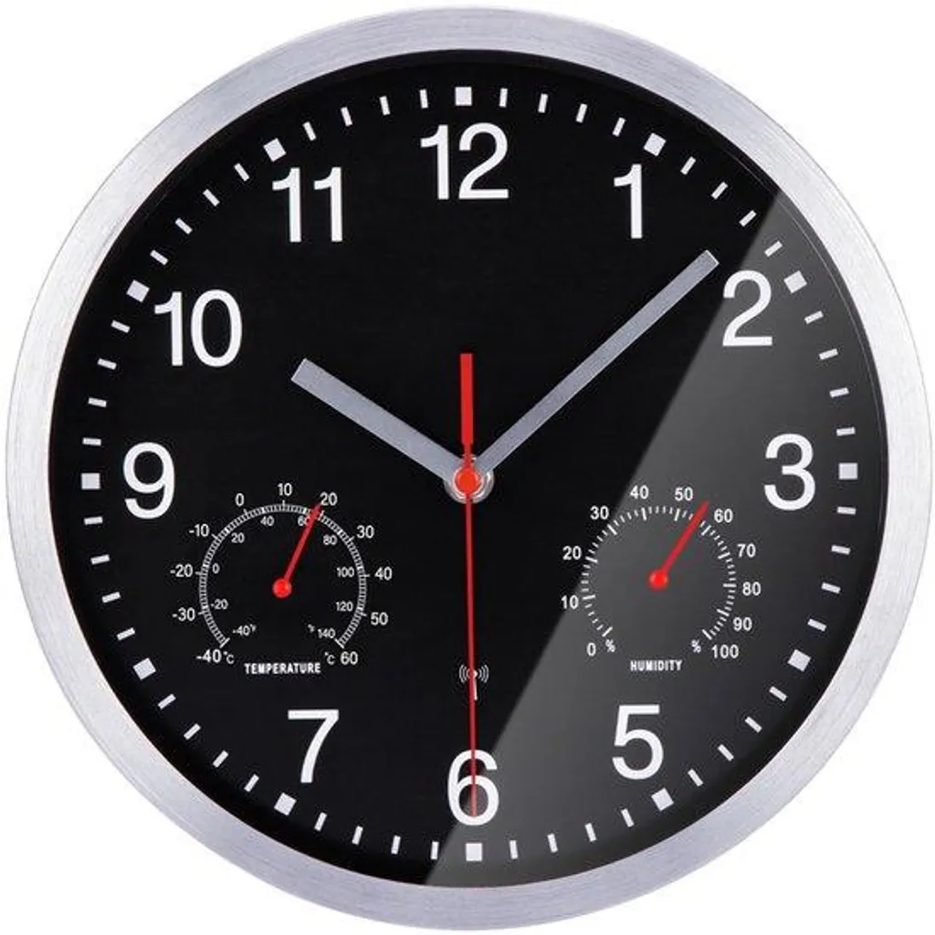 Horloge murale de cuisine ou bureau 25 cm noire lisible radiocommandée