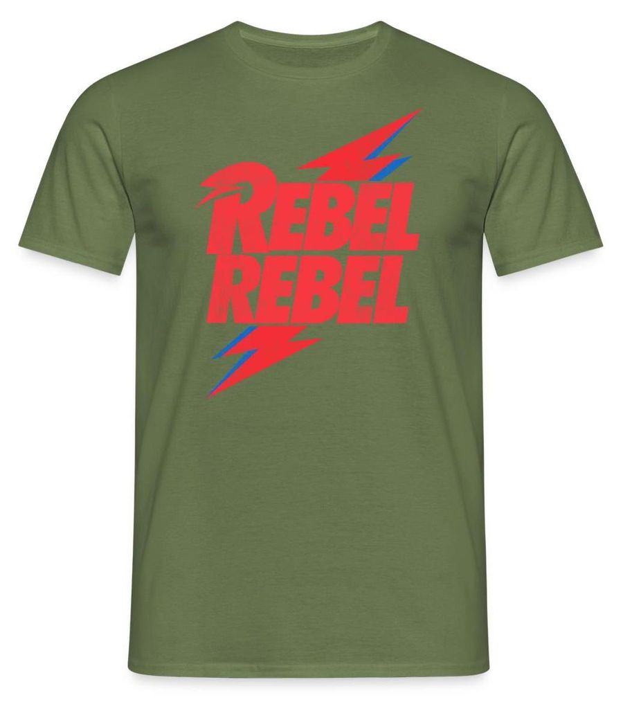 Spreadshirt David Bowie Rebel Rebel Mit Blitz Männer T-Shirt, L, Militärgrün