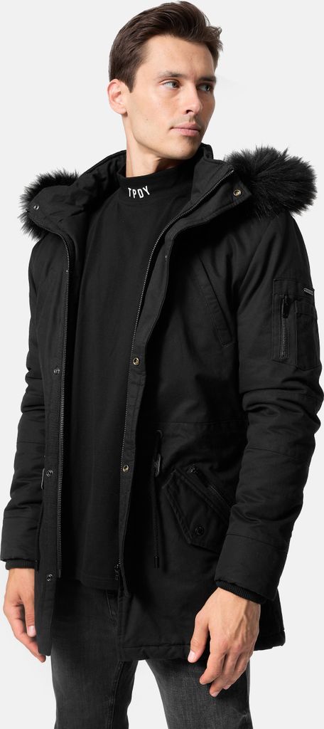 Julius Herren Parka hochschließender Kragen Schwarz S