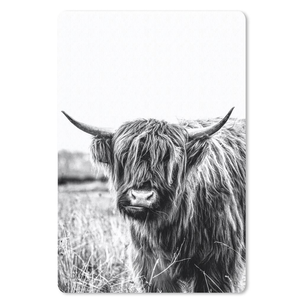MuchoWow Mauspad Mousepad Wiederkäuender schottischer Highlander - schwarz und weiß 40x60 cm - Mousepads - Maus Mat - Pad - Mausunterlage - Sch...