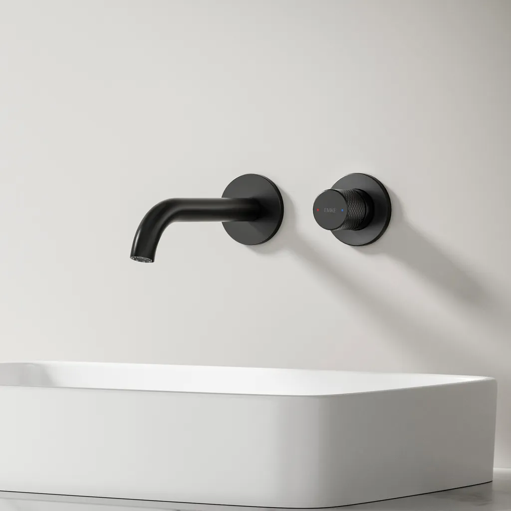Rubinetto a Parete EMKE Nero - Il Fascino dell'Ottone per il Bagno