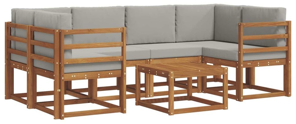 Best Möbel Outdoor-Sofagarnitur Moderne - HOMMIE - Gartenlounge Set/Outdoor Sofa - mit Kissen 7 pcs Natürlich und Hellgrau - Gartensofas designM...