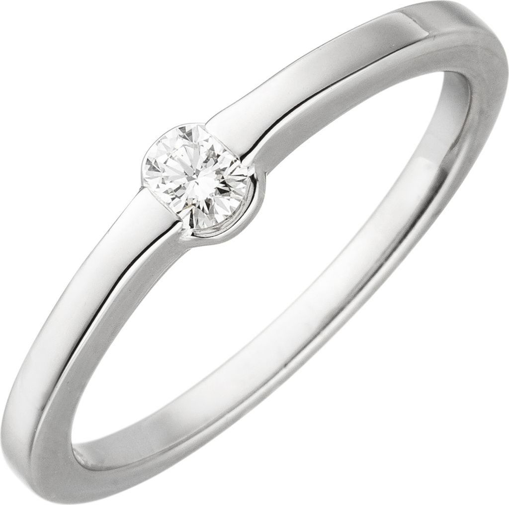 Gr. 56 Damen Ring 585 Gold Weißgold 1 Diamant Brillant Produktbild 