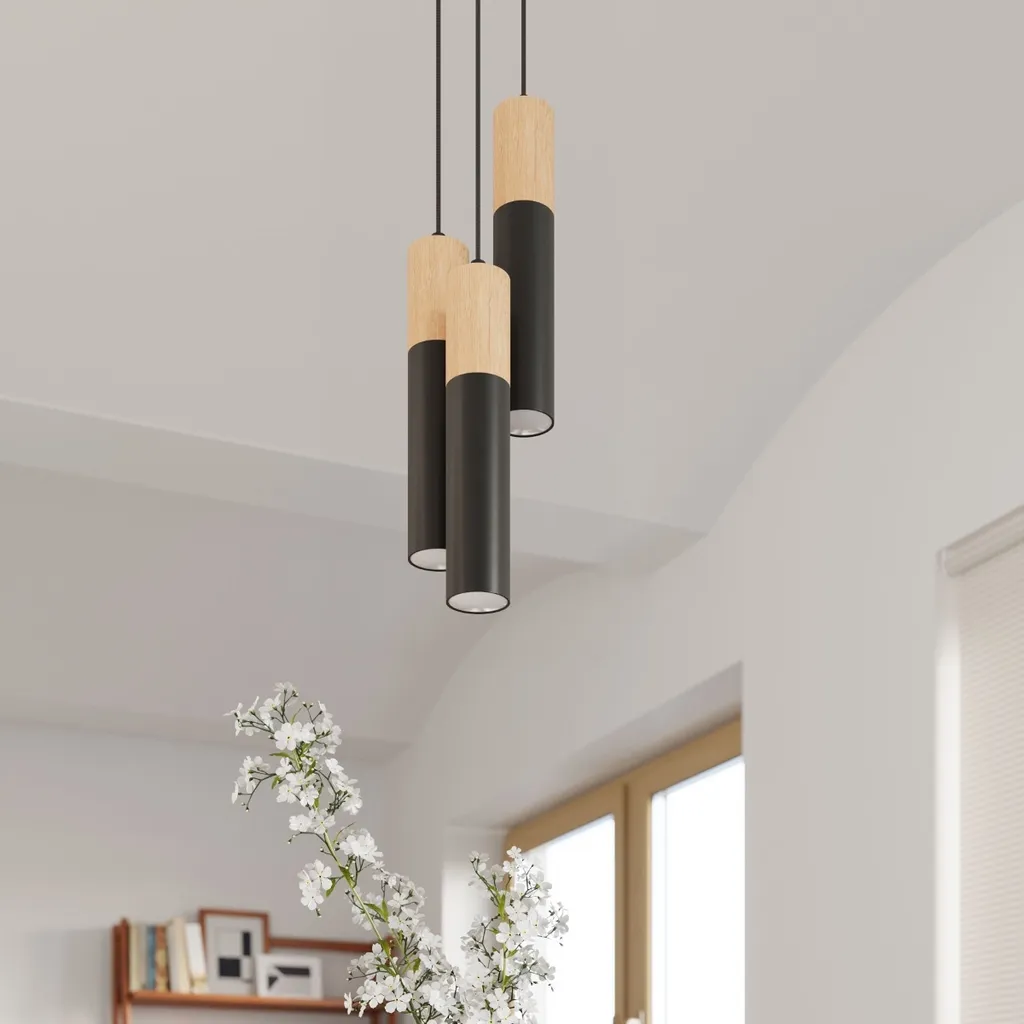 Lampada a Sospensione Legno e Acciaio BLOKO 1 GU10 | Design LUMILO - 8