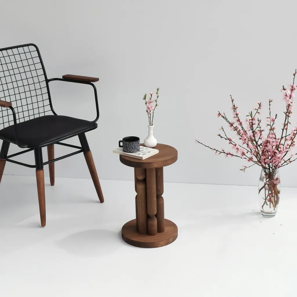 Table d'appoint stable en bois de hêtre, solution pour petits espaces - 2