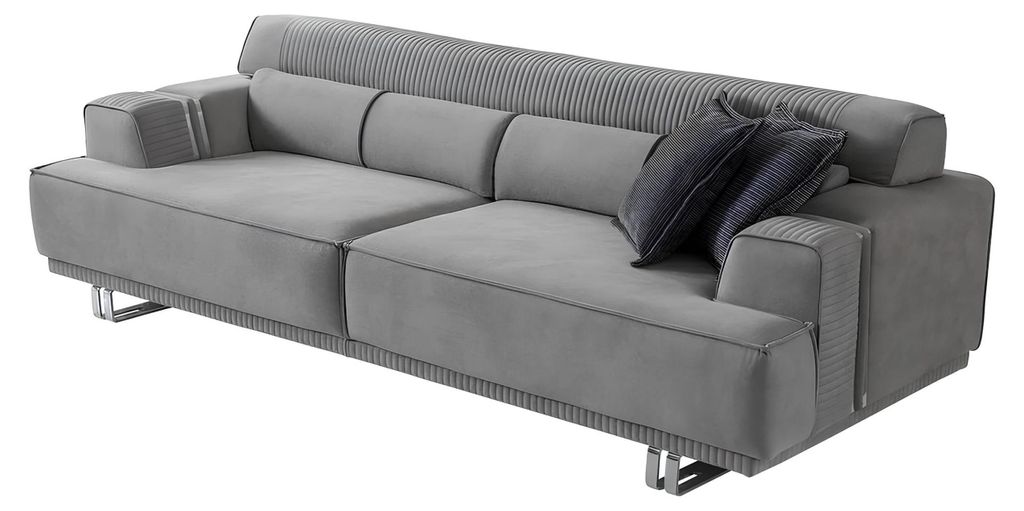 Sofa 3 Sitzer Modern Möbel Grau Wohnzimmer Luxus Einrichtung 235cm