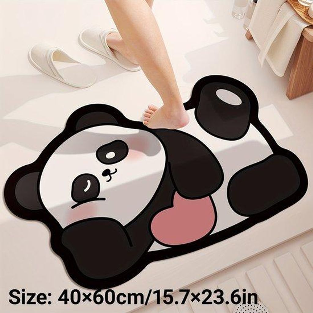 Antislip-Badkamermat aus PVC, geschikt für Duschen, Badekabinen und Außentüren, schattige Panda-Design, Wohnaccessoire, Badezimmeraccessoire.