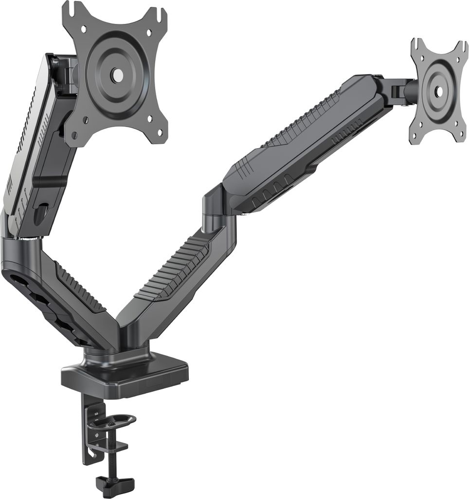 HFTEK HF24GMCB Doppel-Monitorarm für 15–34" Bildschirme – Gasfeder Tischhalterung, Höhenverstellbar, VESA-kompatibel, je Arm bis 6,5 kg