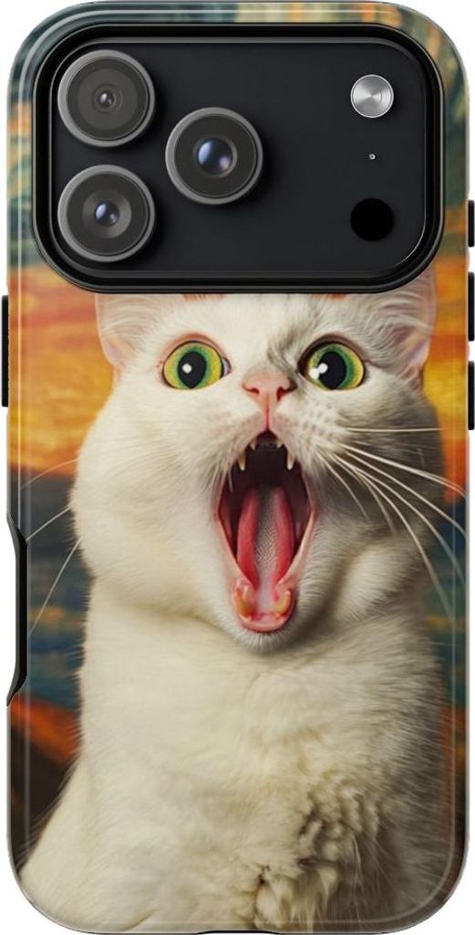 Überraschte weiße Katze mit grünen Augen – Hülle Kompatibel mit iPhone 17 Pro