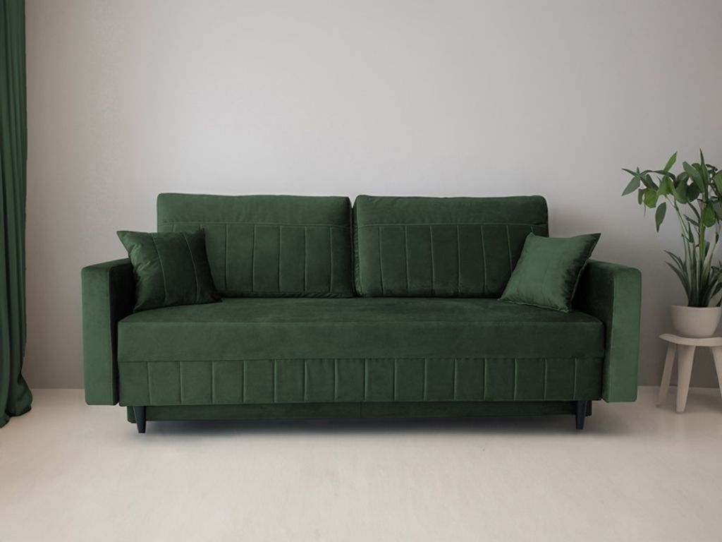 Modernes Schlafsofa LIVIO Sofa Farbwahl Couch Sitzgarnitur (Dunkelgrün: KRONOS 14)