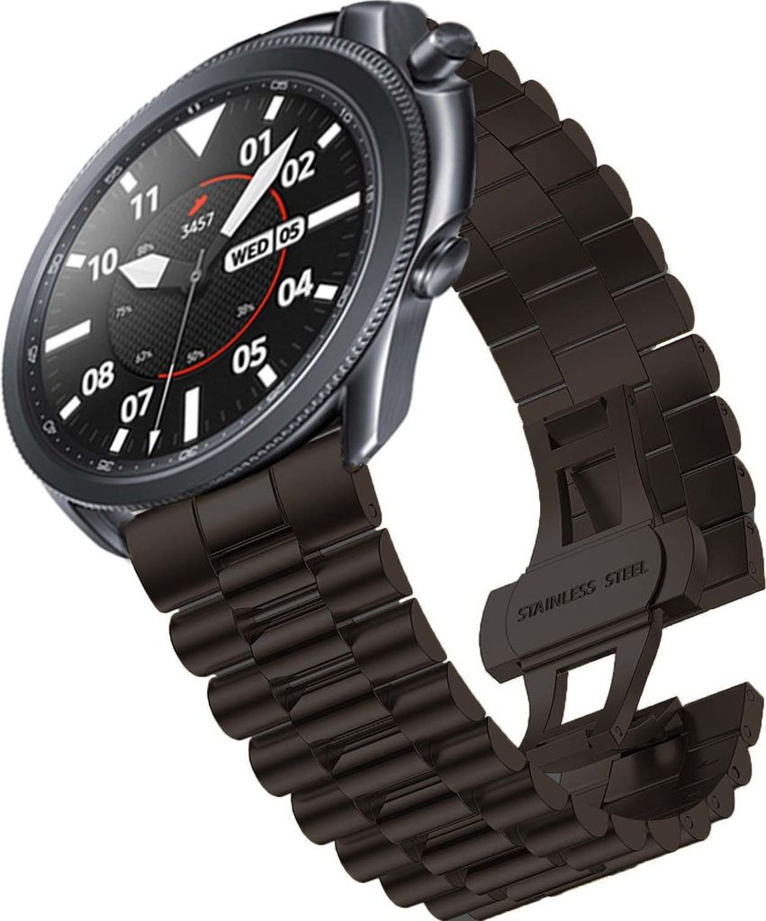 Strap-it Stahlarmband Presidential - Kompatibel mit Samsung Galaxy Watch 3 Armband 45mm Ersatzarmband Edelstahl - Faltschließe - Hochwertiges Mate...