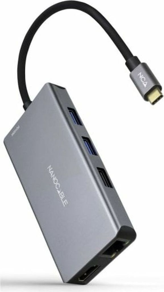 Dock Hub Usb-c 3xusb-a+2xhdmi+rj45+tf+sd+usb-c Pd 100w Grau Produktbild 