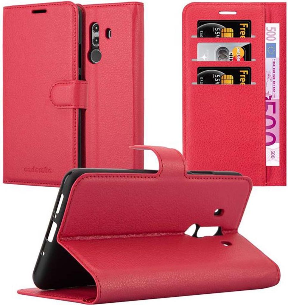 Cadorabo Hülle für Huawei MATE 10 PRO Schutz Hülle in Rot Handyhülle Etui Case Cover Magnetverschluss
