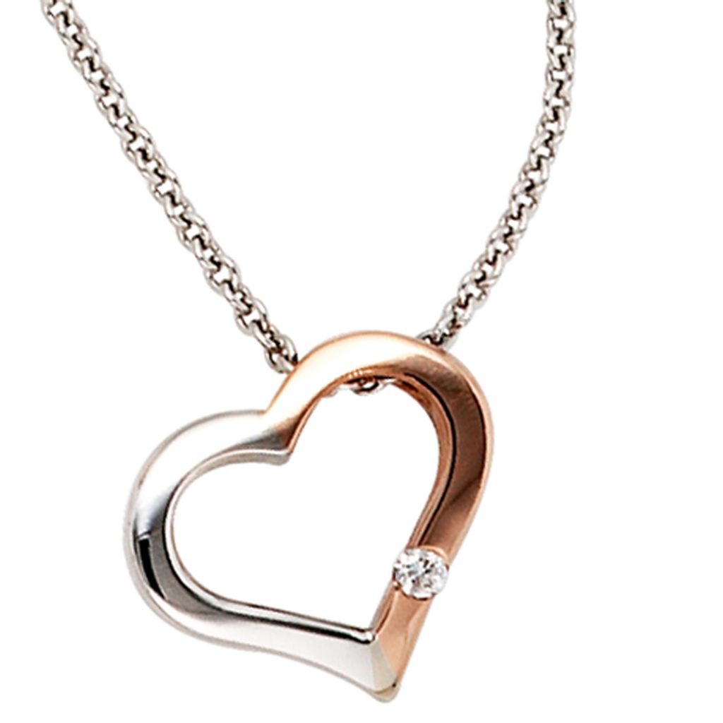 JOBO Collier 585 Gold Weißgold Rotgold kombiniert 1 Diamant Produktbild 