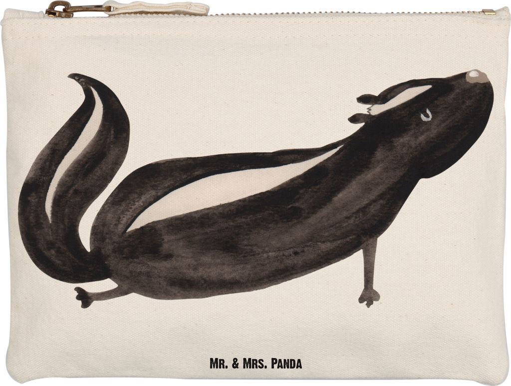 Mr. & Mrs. Panda kosmetiktäschchen Stinktier Yoga Grösse XL Große - Weiß - Geschenk, Stifteetui, Pouch, Kulturtasche, Kosmetiktasche, Raubtier,...