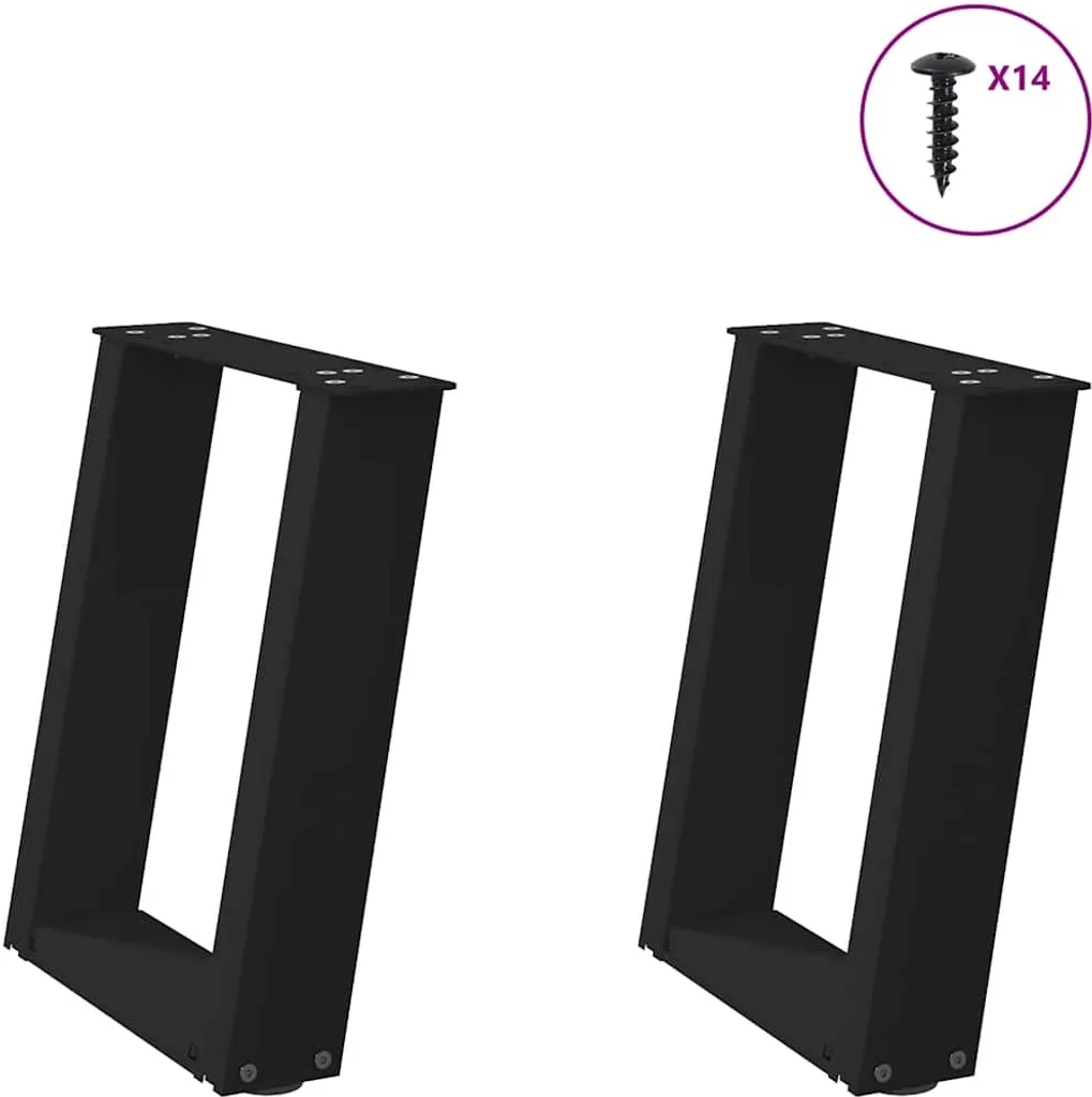 Set Gambe Tavolino a U Nero 38x43cm - Eleganza Industrial per Casa
