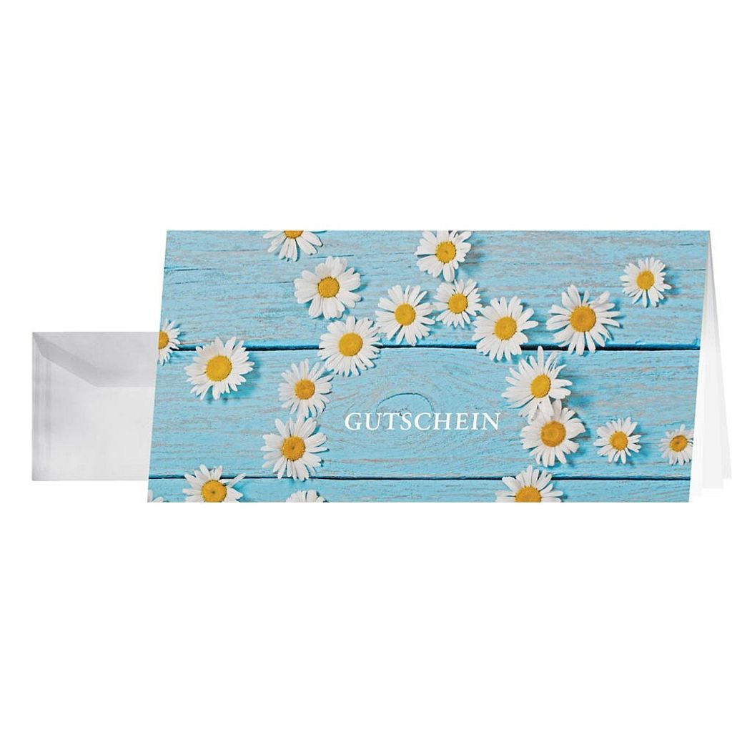 SIGEL DS102 Gutschein-Karten (inkl. transparente Umschläge), Daisy, DIN lang (2/3 A4), 10+10 Stück