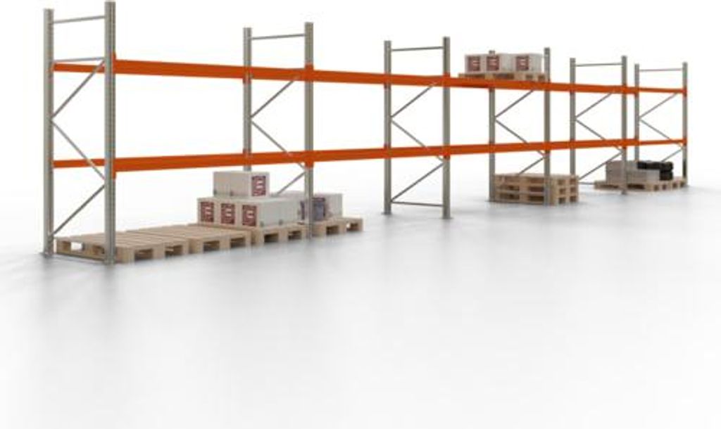 Palettenregal - 3 t - 2,5 x 14,1 x 1,1 m - 5 Felder - Schwerlastregal - VKfrei