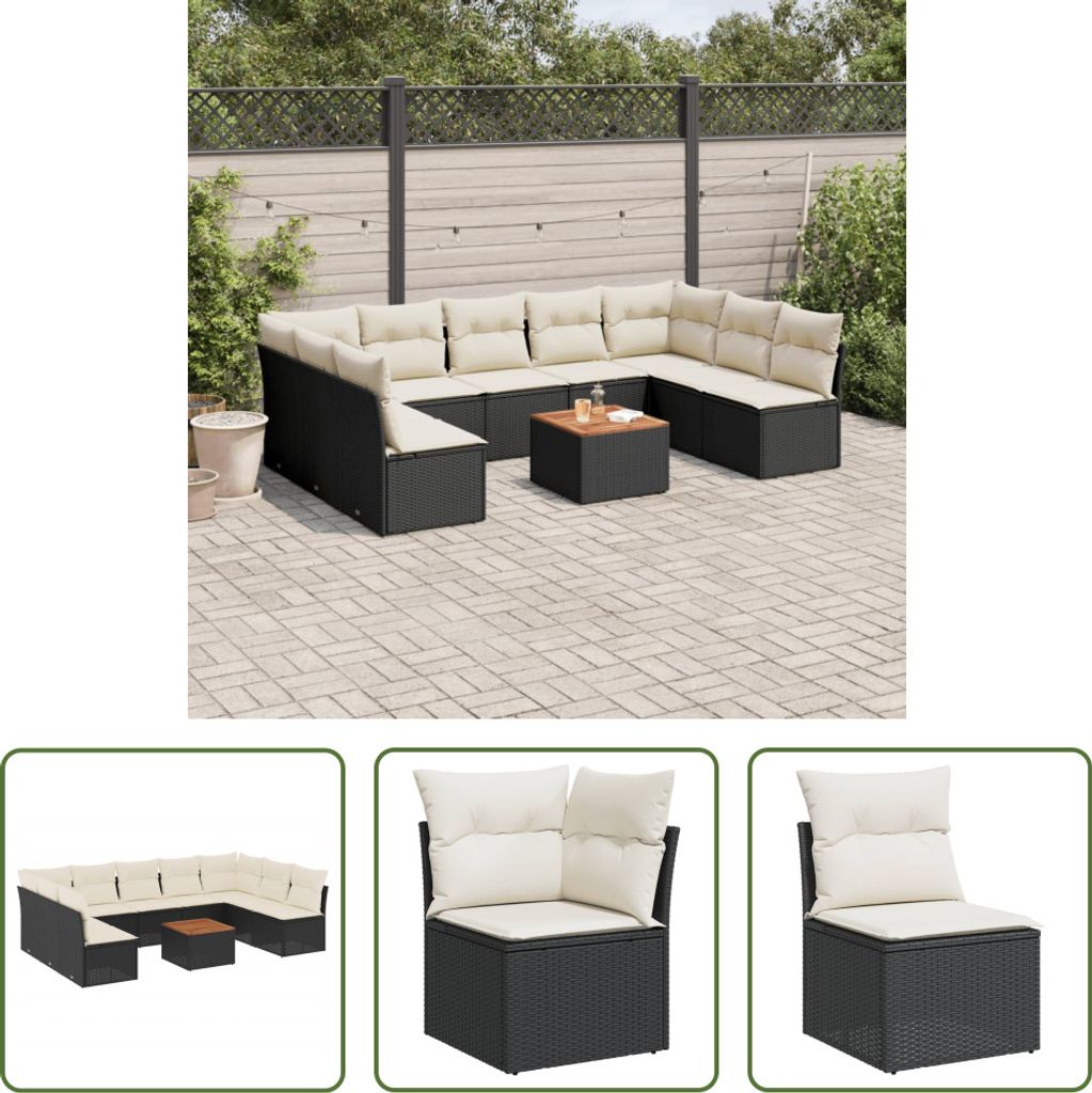 The Living Store 10-tlg. Garten-Sofagarnitur mit Kissen Produktbild 
