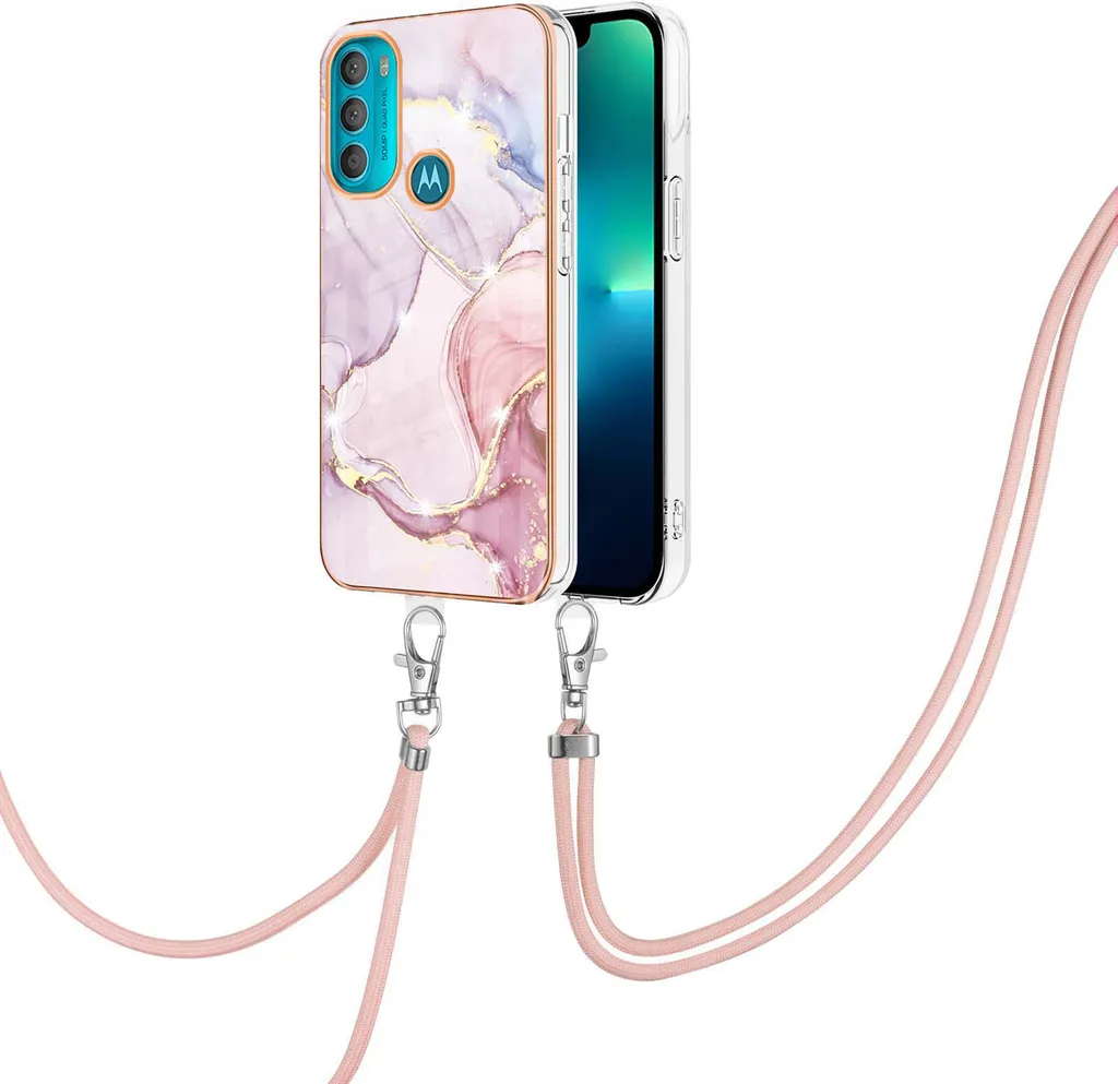Cover Motorola Moto G71 5G con Cordino Oro Rosa - Mani Libere