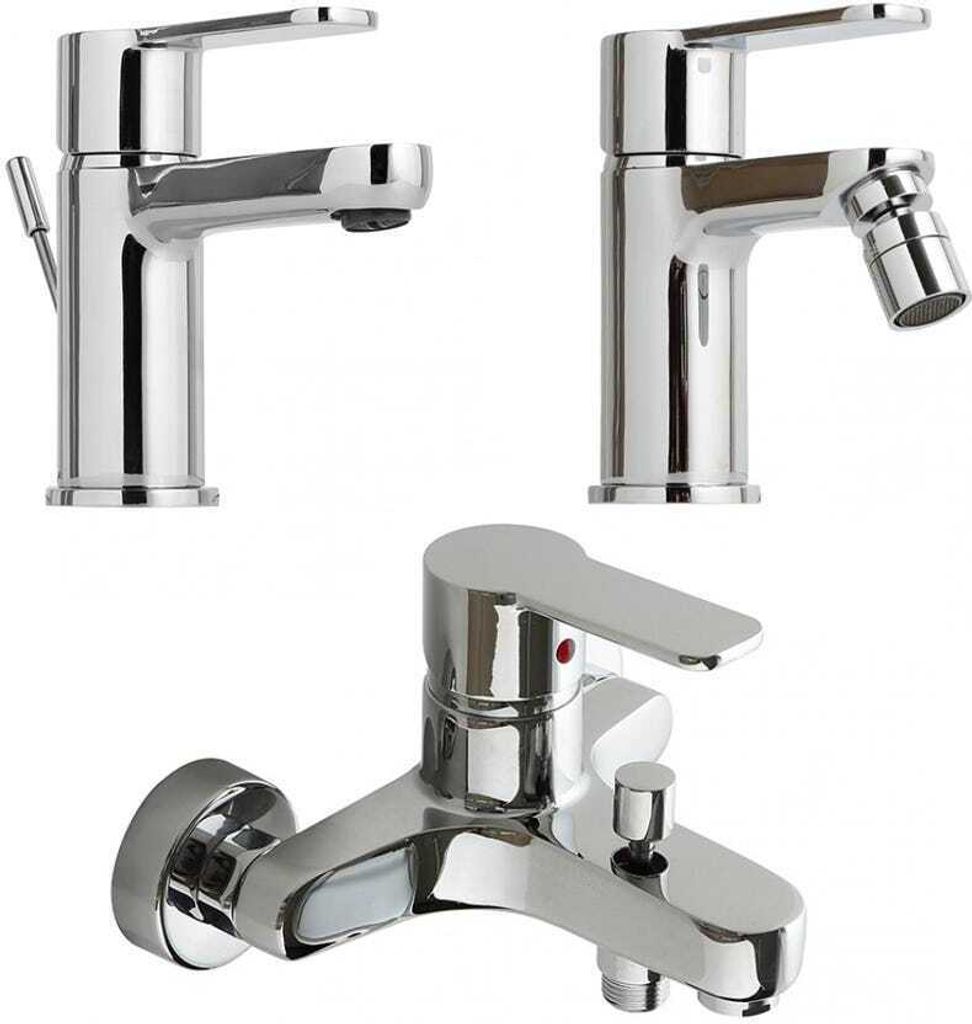 Badset bestehend aus 3 Armaturen, aus Messing verchromt | Nora