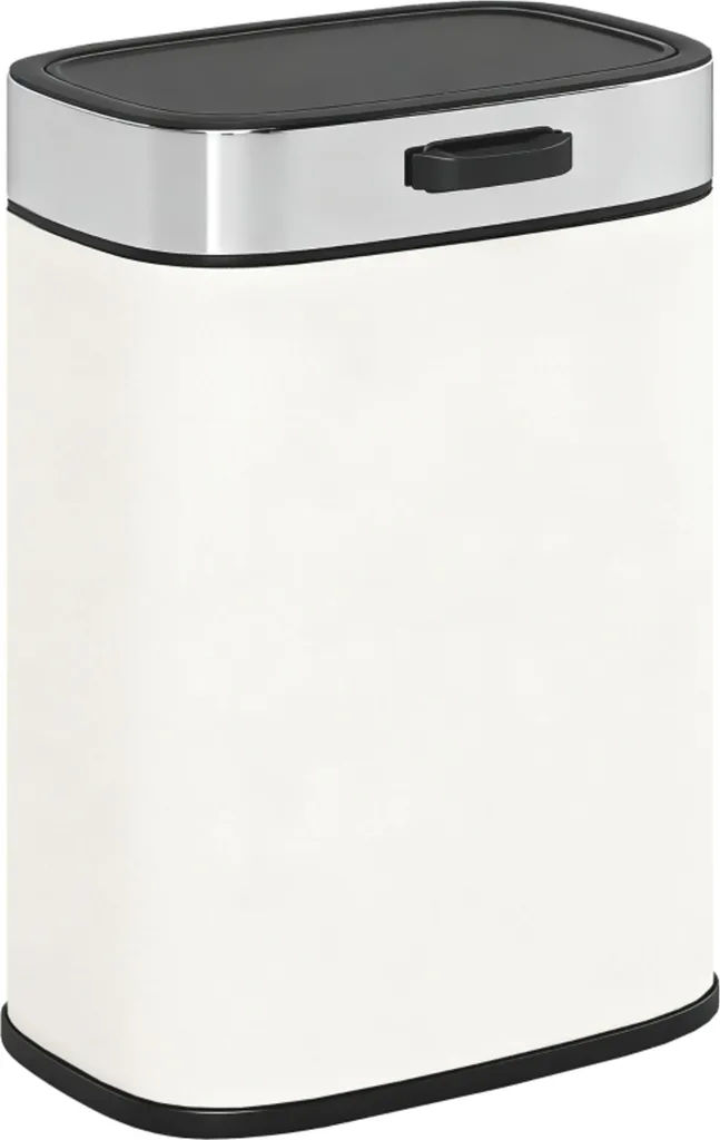 Poubelle 5L en inox blanc crème, fixation murale et design anti-traces