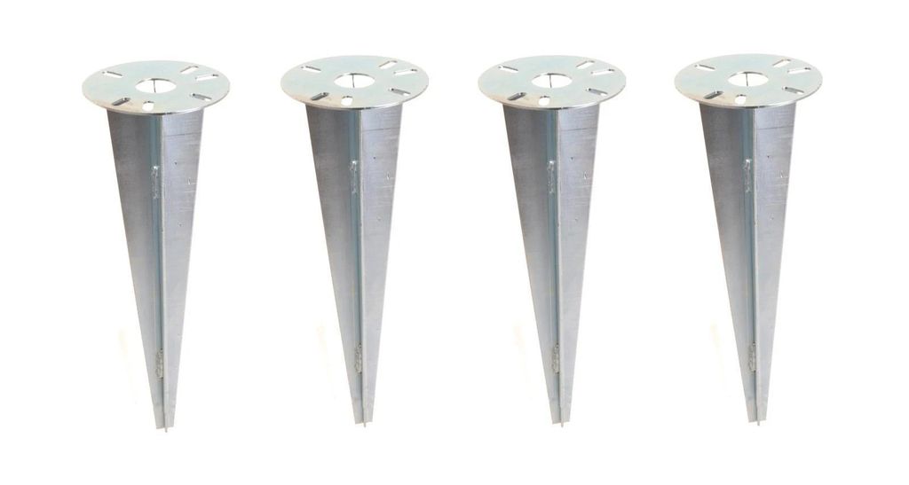 Erdspieß für Gartenlampe Einschlaghülse für Außenleuchte Bodenanker feuerverzink 30 cm/ Ø15 cm - 4 Stk.