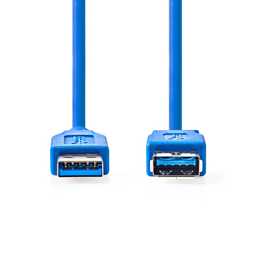 Nedis USB-Kabel - USB 3.2 Gen 1 - USB-A Stecker - USB-A Buchse - 5 Gbps - Vernickelt - 2.00 m - Rund - PVC - Blau - Box