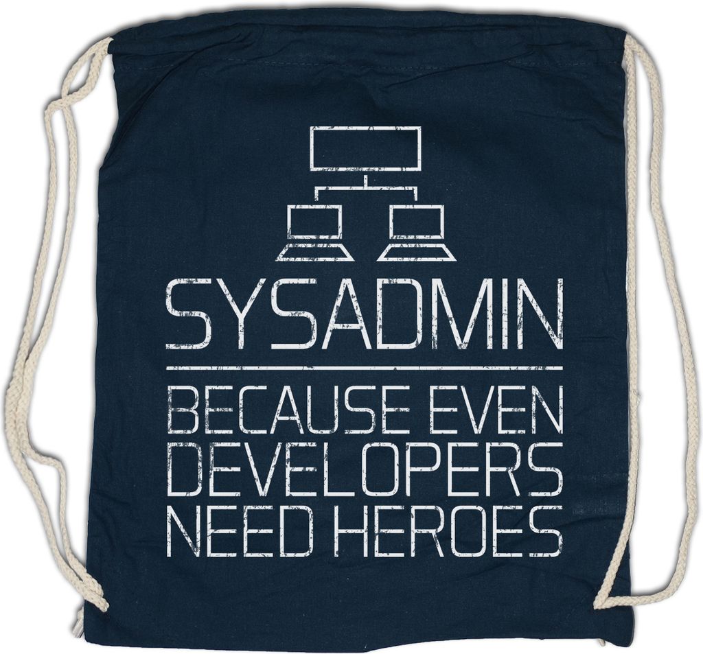 Urban Backwoods Sysadmin Even Developers Need Heroes, Turnbeutel, Farbe: Navy