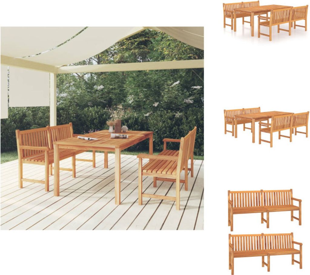 vidaXL 3-tlg. Garten-Essgruppe Massivholz Teak - Gartenmöbel-Sets