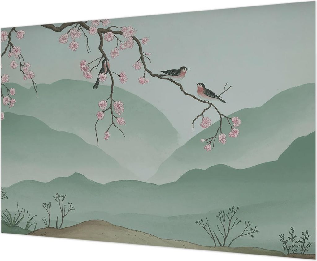 Wandtapete - Dekorative Tapete für Wohnzimmer - Tapetenfolie für Wanddekoration - 208x146 cm - Japanische Serenade