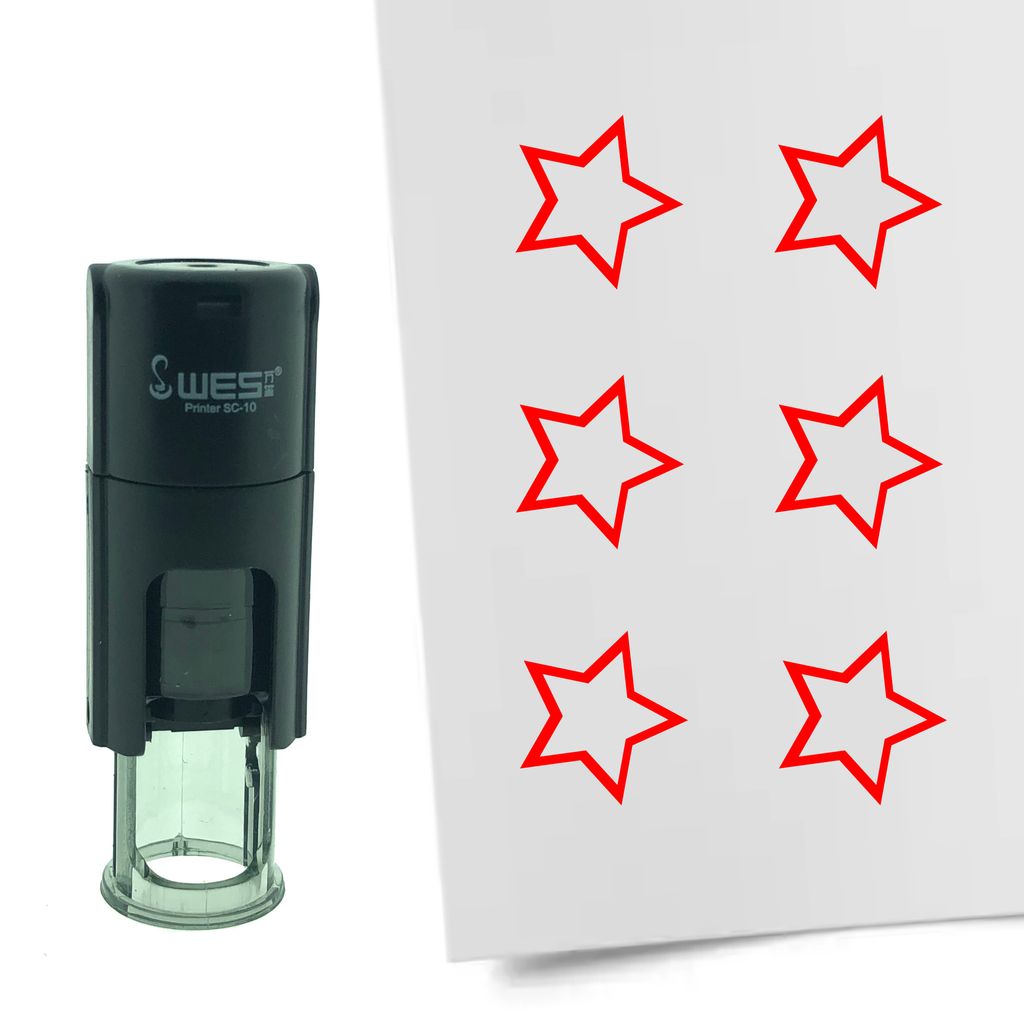 CombiCraft Selbstfärbender Stempel 'Umrandeter Stern' in der Farbe Rot, Ø10mm