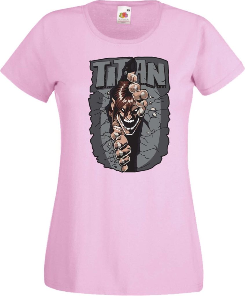 Damen T-Shirt Attack Anime On Titan Angry Var-041 Angry Beasts, Lady XS / Hellrosa