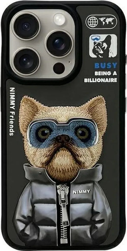 Cover Cane iPhone 15 Pro Max Nimmy 2.0 | Protezione Black Dog Ricamata