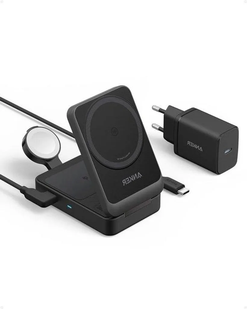 Chargeur sans fil 3-en-1 15W Qi 2 idéal pour bureau et table de nuit