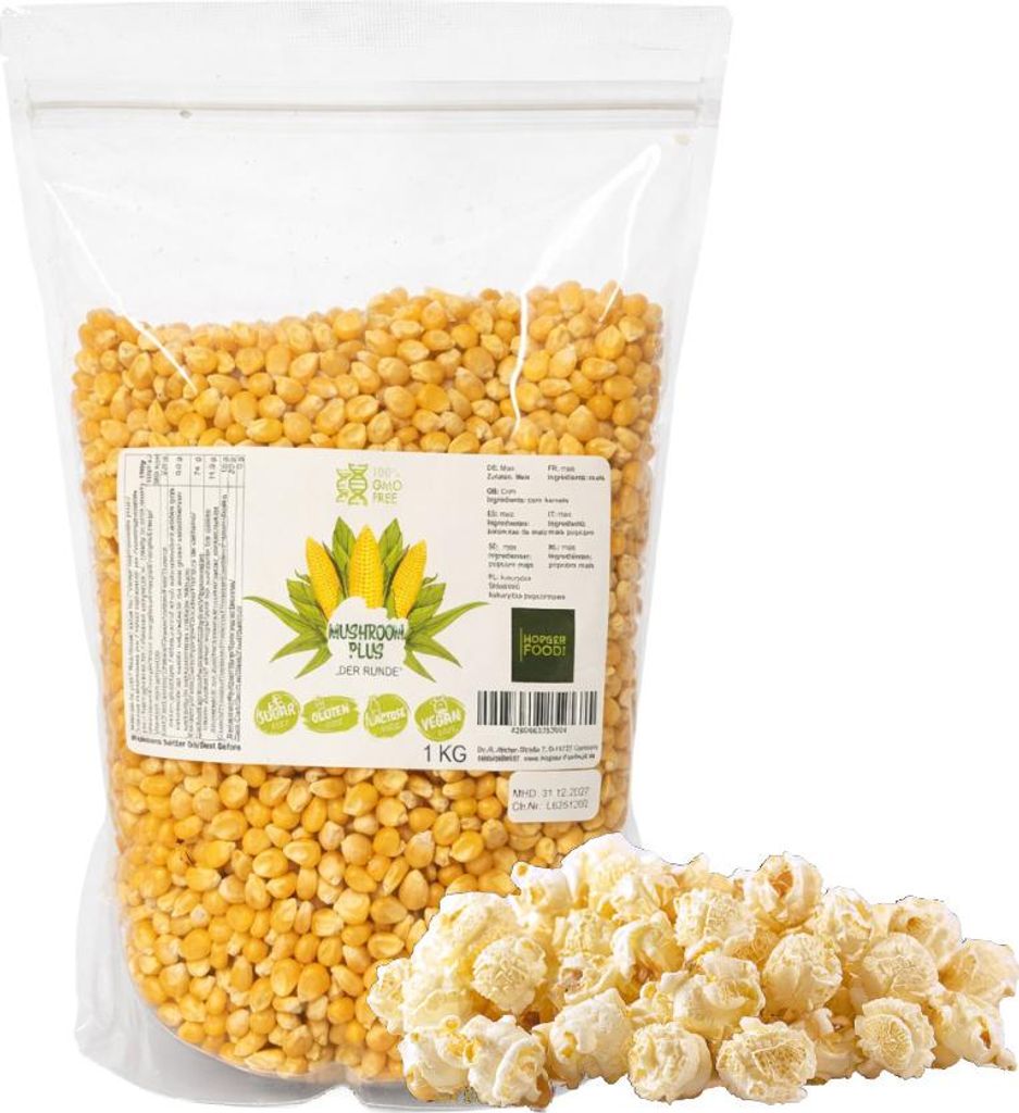 Mushroom PLUS Popcornová kukurica 1 kg – bez GMO Obrázok produktu 