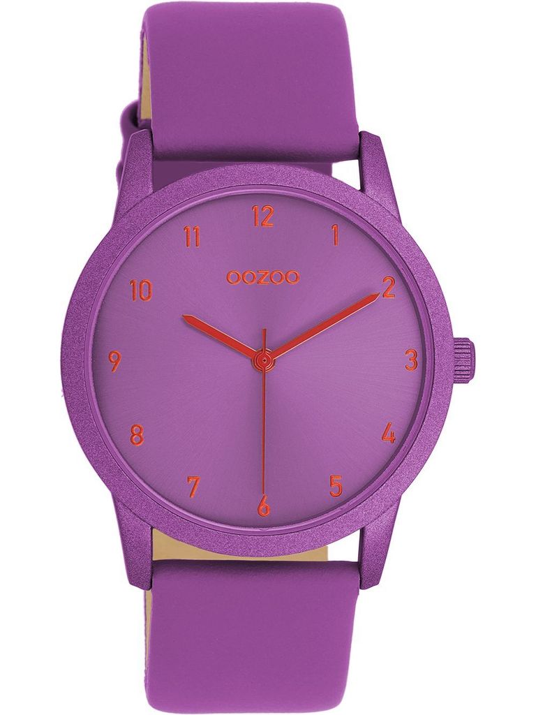 Oozoo Cinturino Pelle Per Orologio 24 Mm – Colore Grigio Rosa Con Fibbia Argento, Attacco Standard – Include 2 Anse A Molla, Regalo Unisex