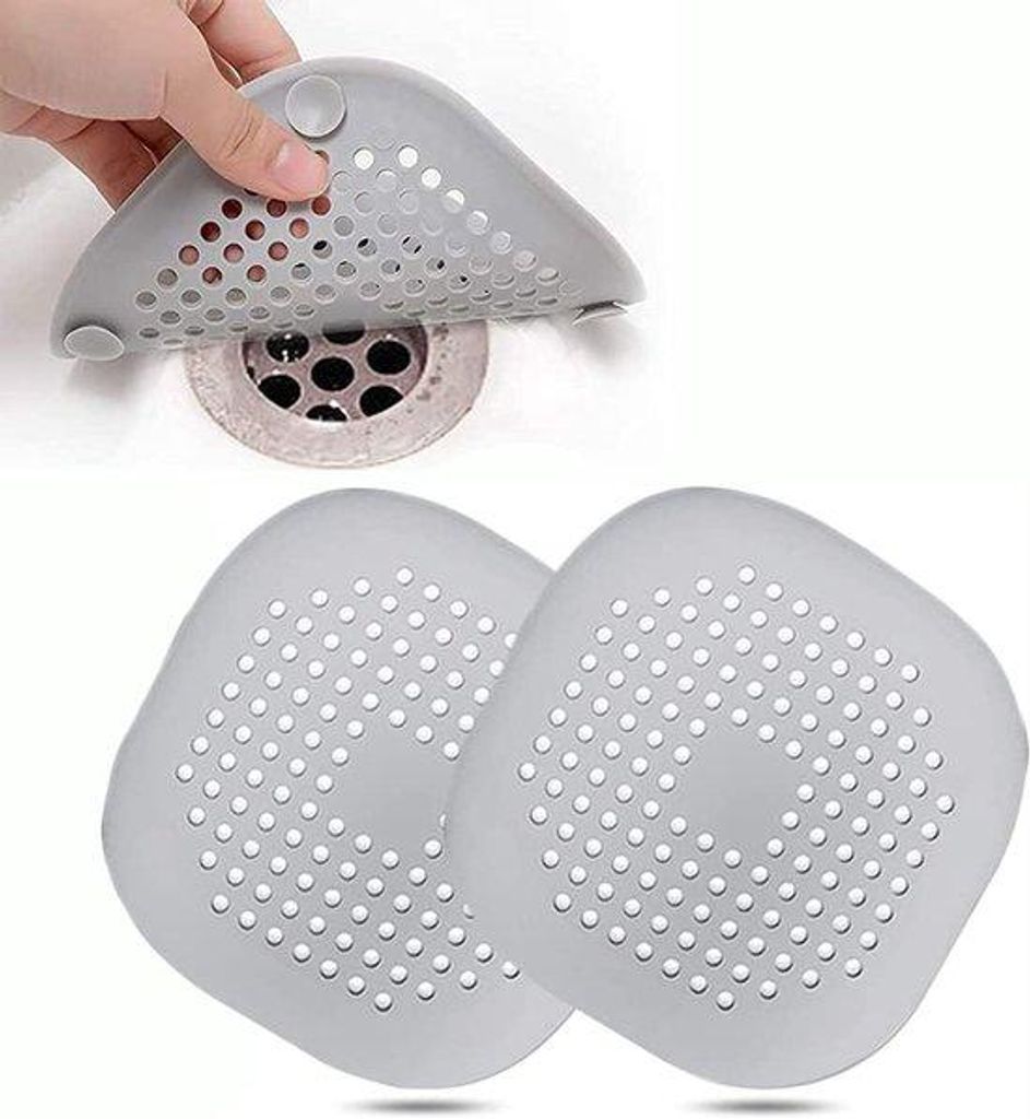 Silikonische Abwasserfilter, 2 Stück, für Bad und Küche, Abwasserfilter, 2 graue Stücke