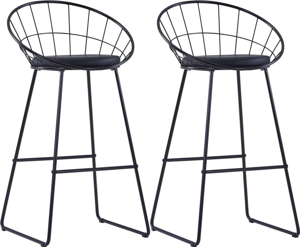 Barhocker 2 Stk. Schwarz Kunstleder
