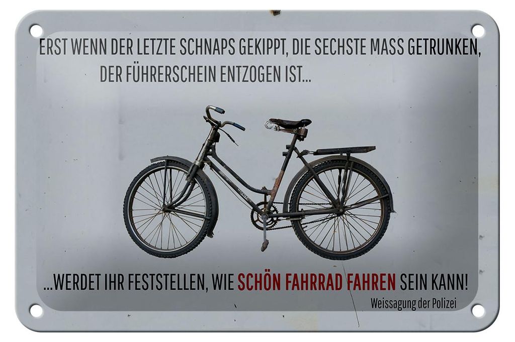 Blechschild Spruch 18x12cm wenn der letzte Schnaps gekippt
