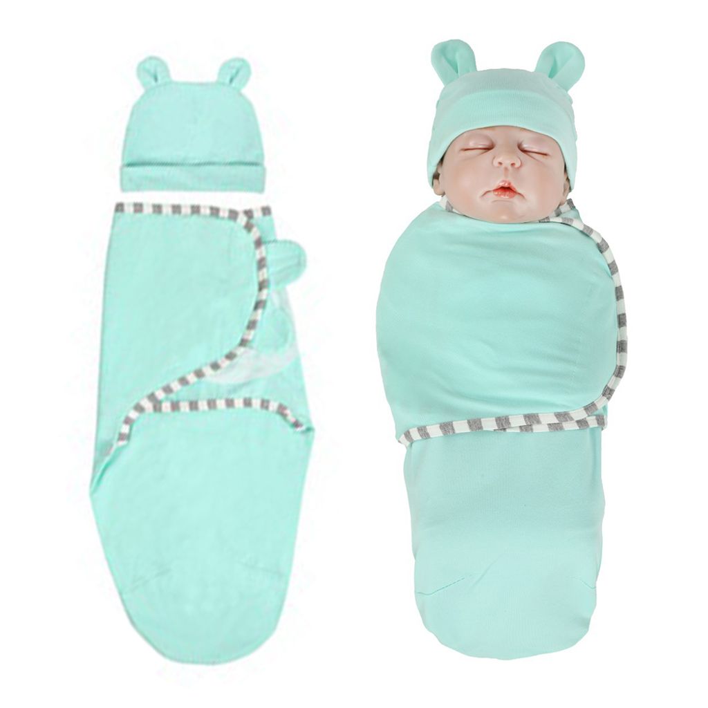 Pucksack Baby 100% Bio-Baumwolle Swaddle Decke verstellbares Wickeldecke für Neugeborene Wickeltuch für Frühchen Bis zu 3.2 kg Rosa/Grün 3er-Pack Pucktuch 
