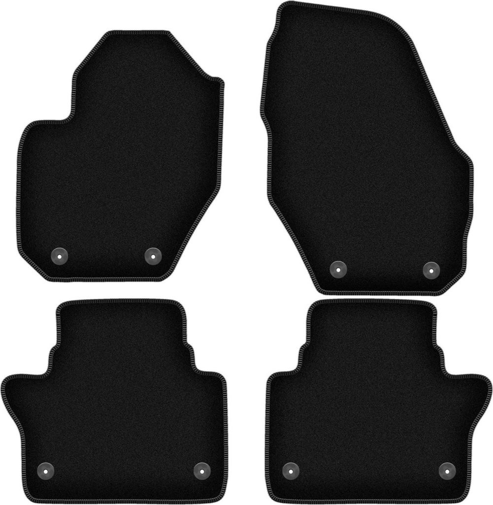 Wielganizator Velours-Autoteppiche – passend für Volvo S60 II (Lang / lang, Bj. 2010-2018) – schwarz, passgenau, mit Befestigungen set 4 Stk.
