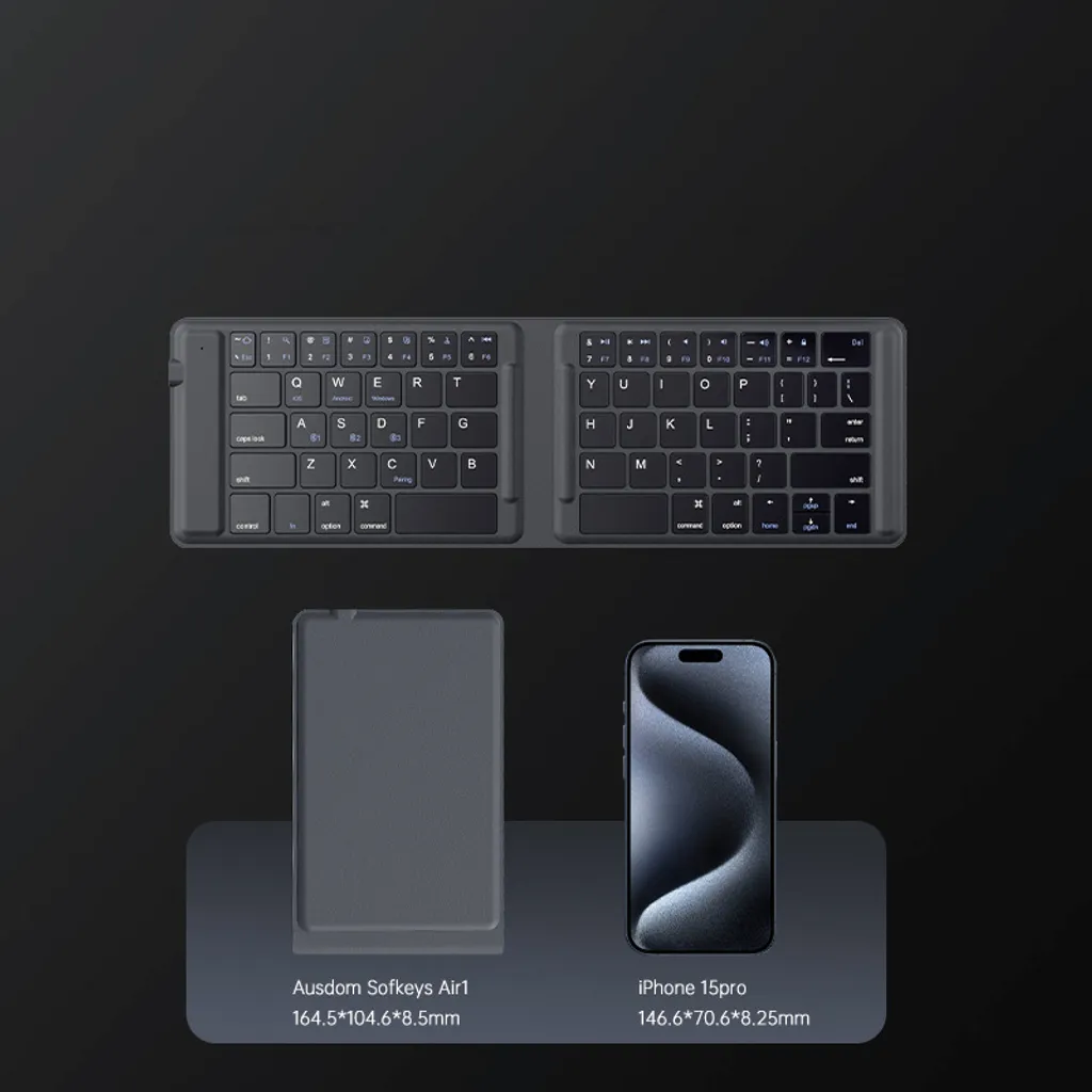 Clavier Bluetooth Tri-Fold en Cuir INF - Clavier Pliable Universel Chic
