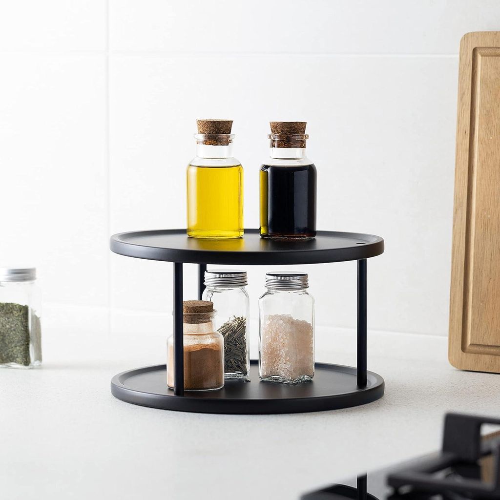Lazy Susan Standard - 25 cm drehbares Plateau für Küche oder Küchenschränke - Edelstahl Kräuterregal mit Drehplatte - Küchenorganisation