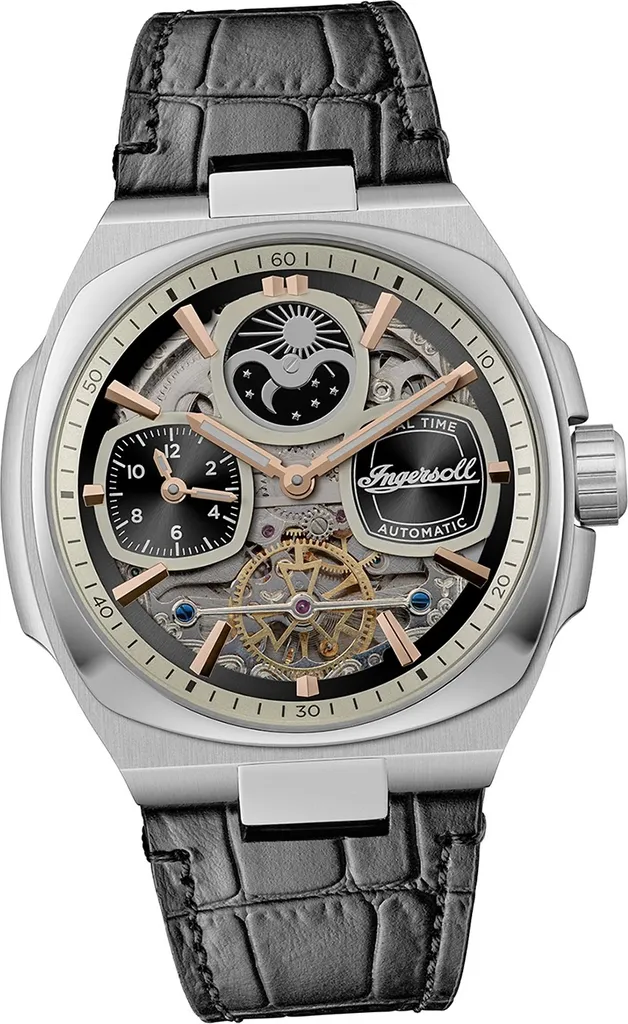 Montre sport pour homme Ingersoll avec bracelet cuir noir véritable