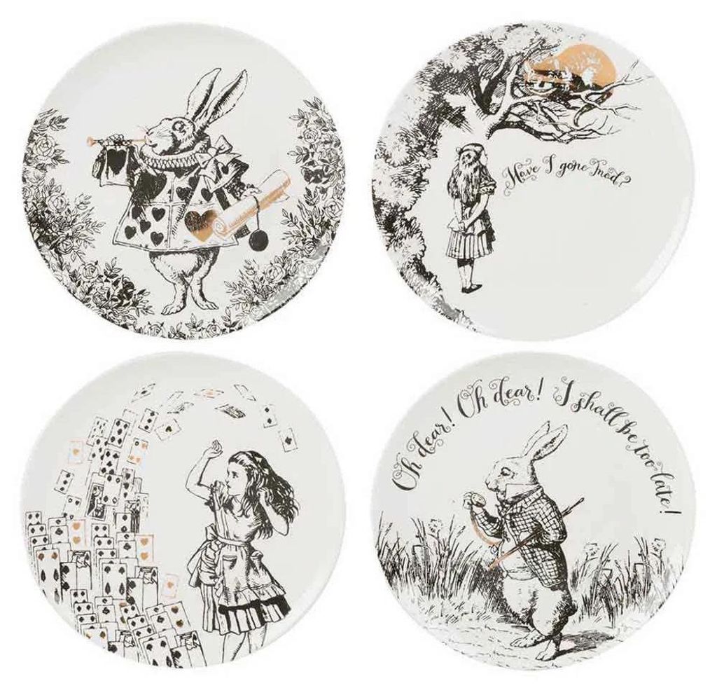 zestaw 4 talerzyków do ciasta ALICE IN WONDERLAND D. 20,5cm Zdjęcie produktu 