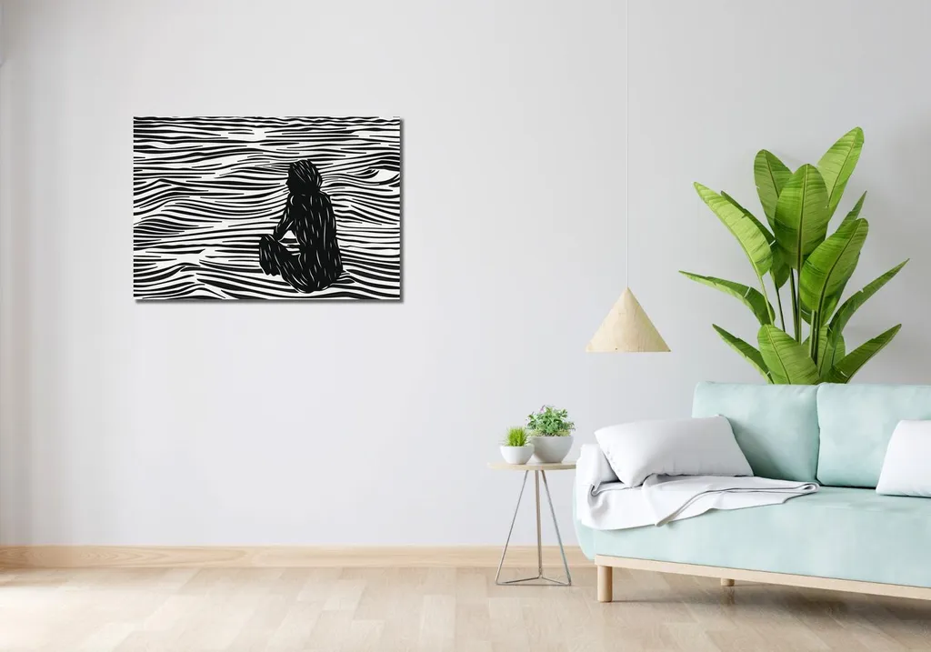 Image Grand Format 90 x 60 cm Lignes Fluides Style Minimaliste