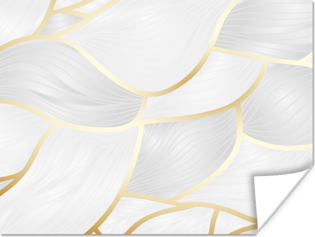 MuchoWow Poster Abstraktes Muster mit goldenen Linien 40x30 cm - Plakate für die Wände - Poster Wohnzimmer