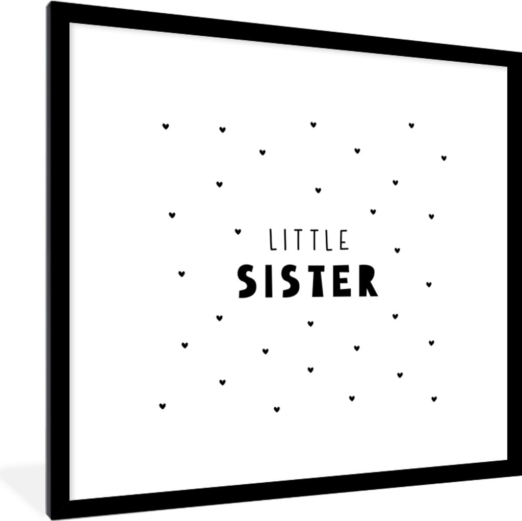 MuchoWow Gerahmtes Poster Mädchen - Kleine Schwester - Sprichwörter - Zitate 40x40 cm - Poster mit Schwarzem Bilderrahmen Wandposter Rahmen Fot...